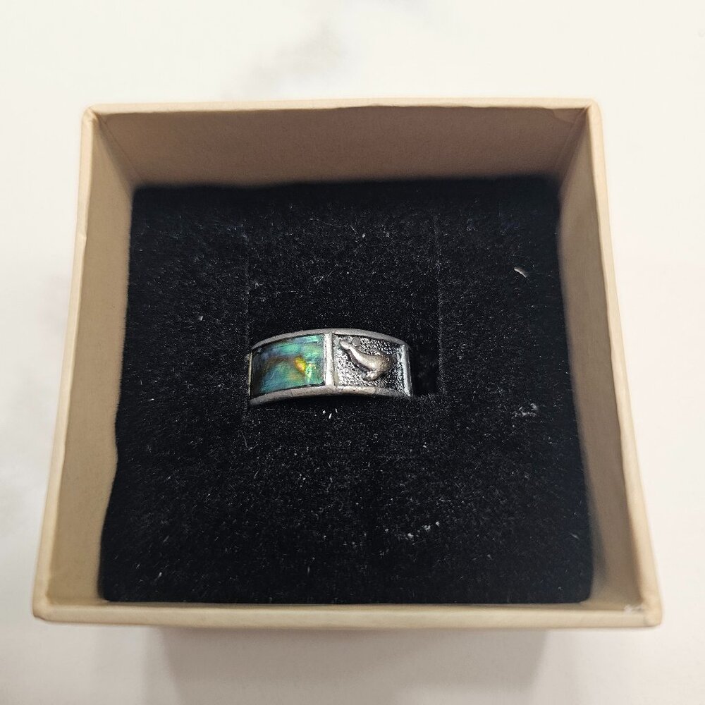 Dolphin Sterling and Turquoise Ring Band